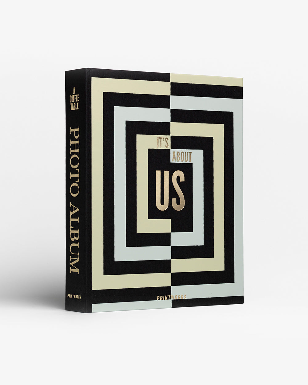 It’s About Us dizaino fotoalbumas juodai baltu viršeliu, kavos staliuko albumas interjerui